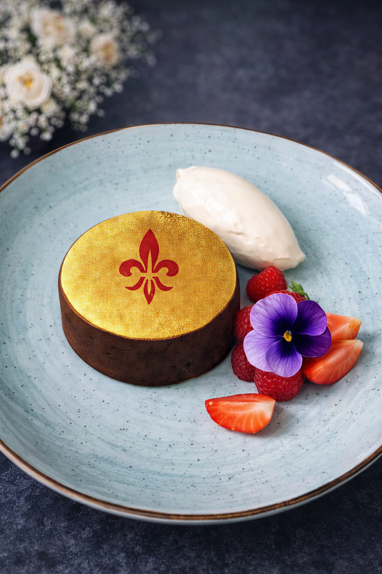 Fleur-de-lis berry dessert